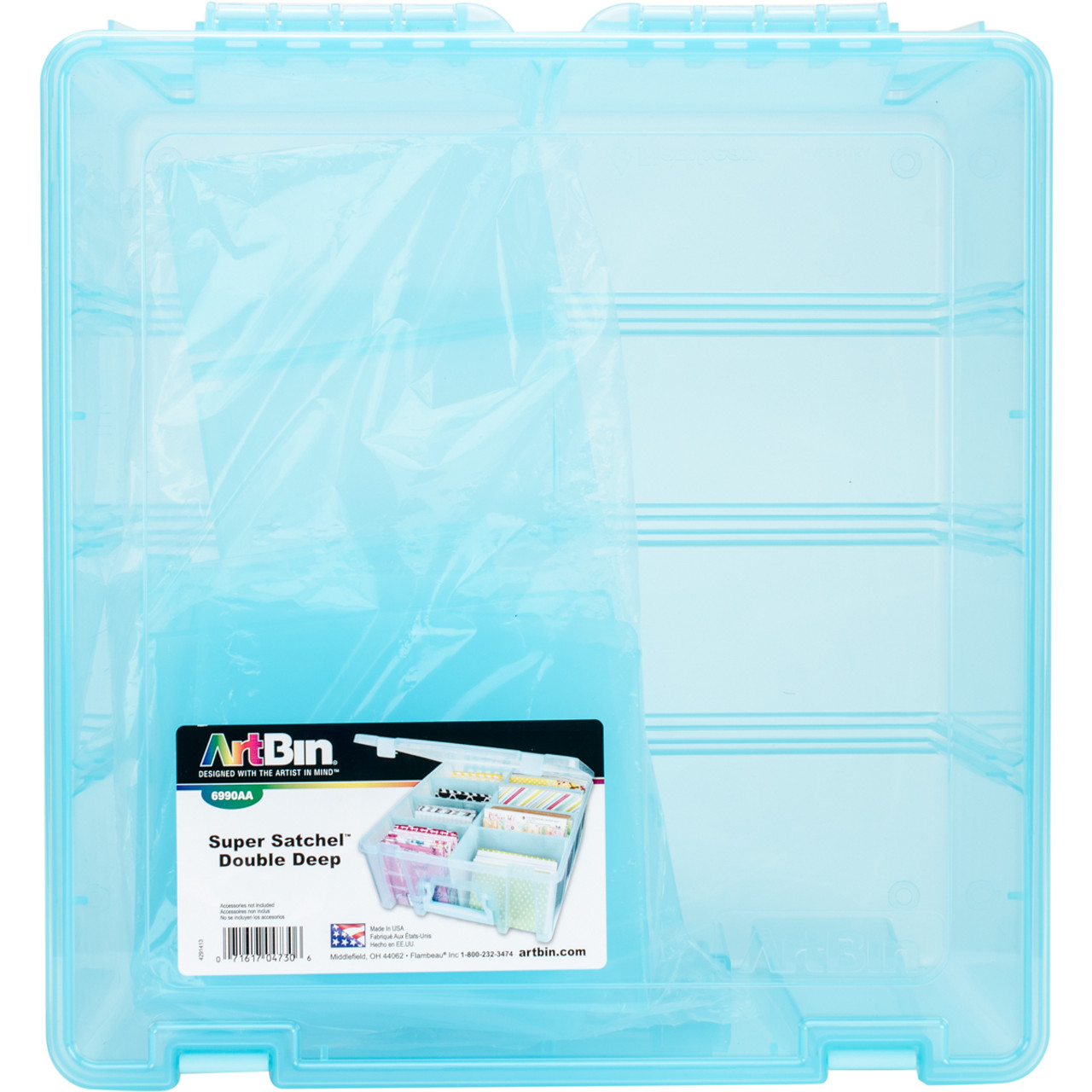 ArtBin Super Satchel Double Deep Box W/Dividers-15.25X14X6.25 Aqua Mist  6990AA - GettyCrafts